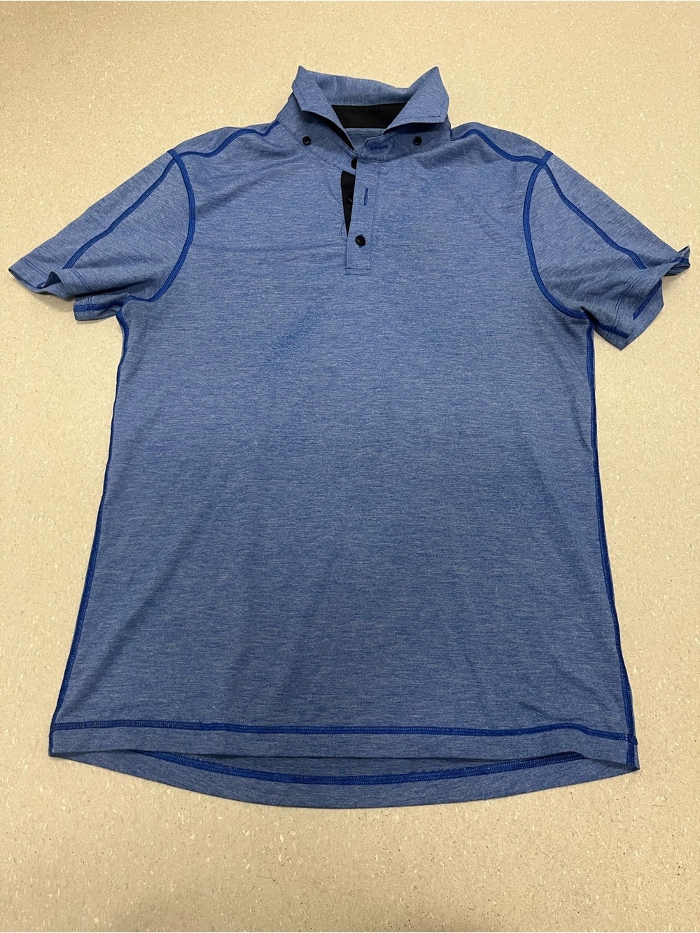 Lululemon Evolution Polo Shirt Mens Large Blue Short Sleeve Golf Performance